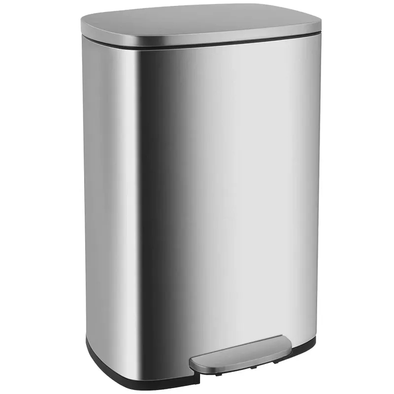 Photo 1 of ***dented*** FDW 13 Gallon Stainless Steel Step Kitchen Trash Can with Lid, Fingerprint-Proof for Indoor(Silver)
