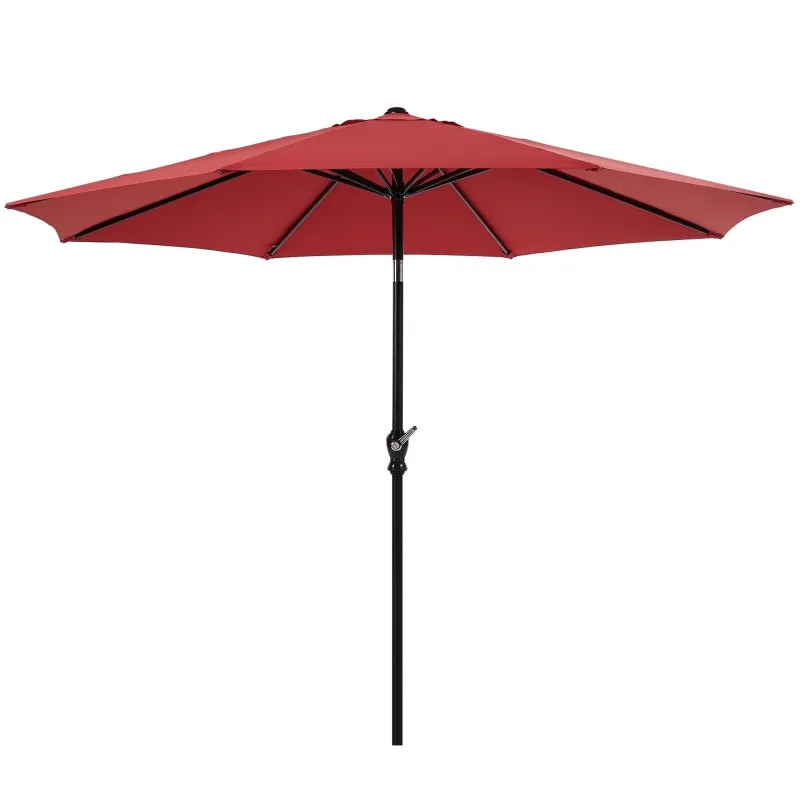 Photo 1 of ***BROKEN/PARTS ONLY**ZUNMOS 9FT Outdoor Patio Umbrella with Push Button Tilt and Crank Handle, Market Umbrella with 8 Sturdy Umbrella Ribs, UV Protection, Waterproof, Red
