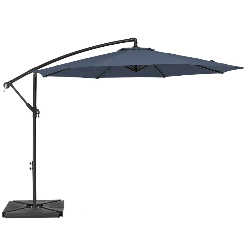 Photo 1 of **MISSING BASE AND HARDWARE****
10ft Heavy Duty Patio Hanging Offset Cantilever Patio Umbrella W/ Base Included, Navy Blue
