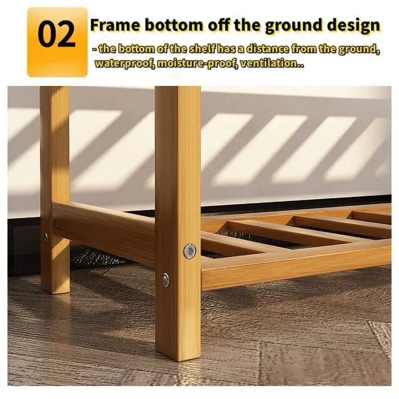 Photo 1 of ALSO GO Bamboo Shoe Rack 4 Tier Shoe Organizer for Closet Entryway Shoe Shelf Shoe Cabinet Free Standing Shoe Racks for Indoor Home Natural, 4 tier Wood Shoe Shelf Unit, 26.77''L x 9.84''Wx 28.74''H
