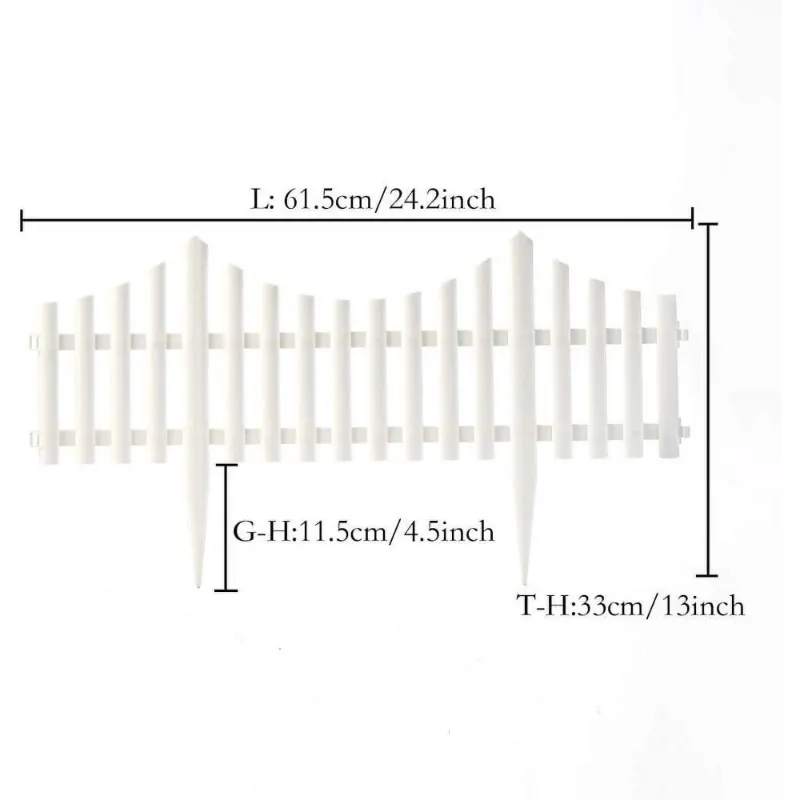 Photo 1 of 12Pcs White Plastic Decorative Garden Fence Panel 13 in x 24 in Each for Patio Landscape Vegetable Bed
