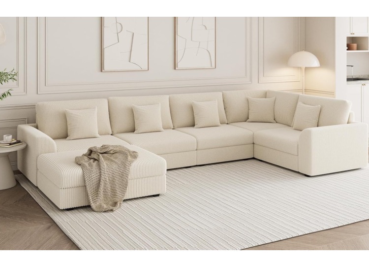 Photo 1 of 146" Modular Sectional Sofa, Oversized U Shaped, Convertible Sleeper Sofa, Deep Seat Comfy Cloud Couch with Ottoman and 5 Pillows for Living Room