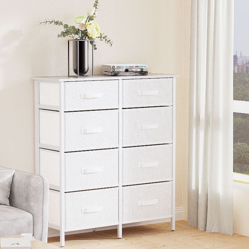 Photo 1 of  Large 8 Drawer Dressers for Bedroom Furniture, Living Room, Hallway, Entryway Storage Organizer Tower, White
