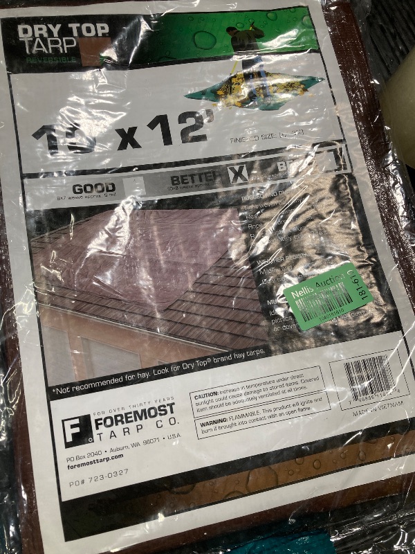 Photo 1 of 12' x 16' Foremost Tarp 11216 Brown/Green Dry Top Brown/Green 7-Mil Full Size Reversible Tarp