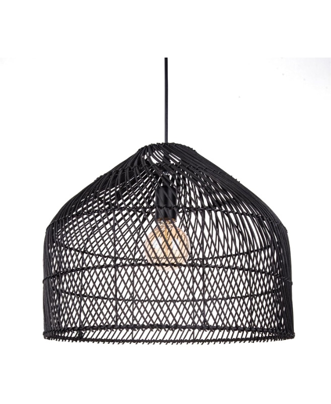 Photo 1 of  Light Rattan Pendant Lights Wicker Black Lampshade Rustic Ceiling Hanging Light Fixture Chandelier for Kitchen Island Entryway Hallway, 16.53''W*12.99‘’H