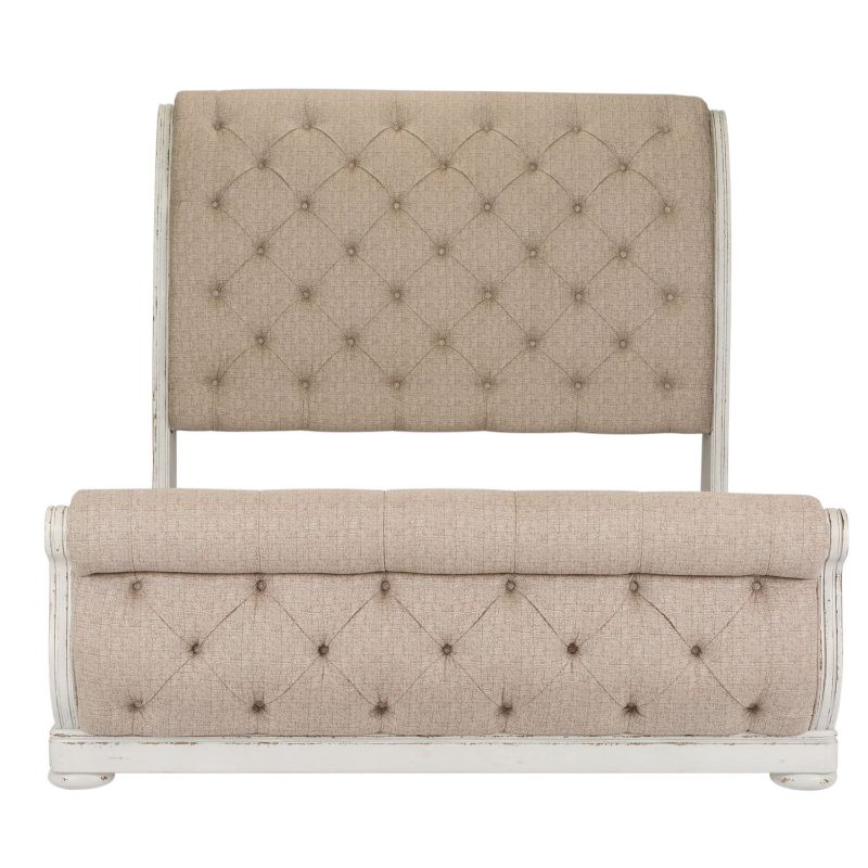 Photo 1 of King headboard Rubberwood Solids w/ White Oak and Birch Veneers Antique White & Weathered Brown 
 247 lbs
