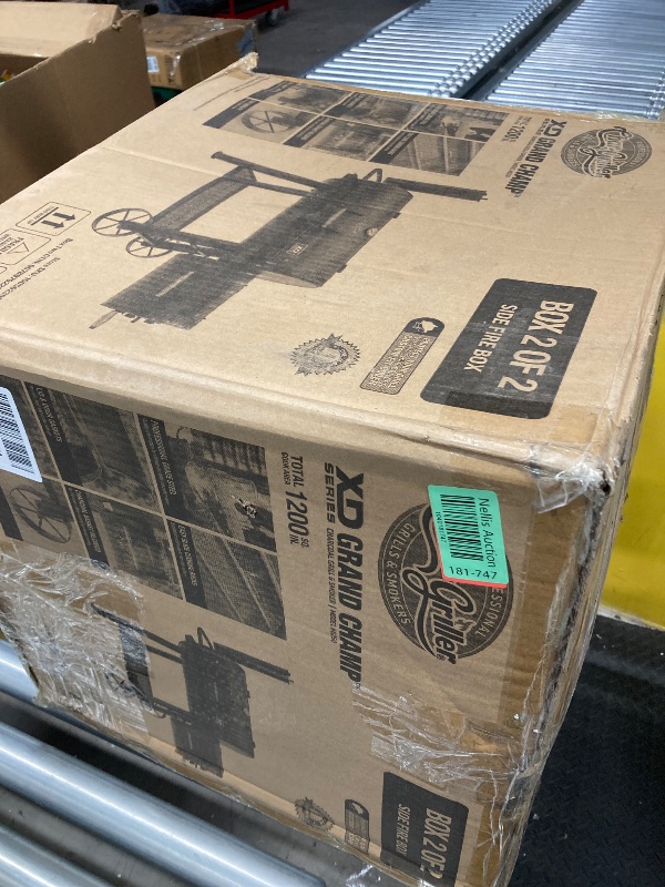Photo 1 of ****MISSING BOX 1, ONLY BOX 2****Char-Griller® Grand Champ Charcoal Offset Grill and Smoker, Premium Heavy Duty Steel, Folding Front Shelf, Barrel Grill with Side Firebox, Black, Model 8250