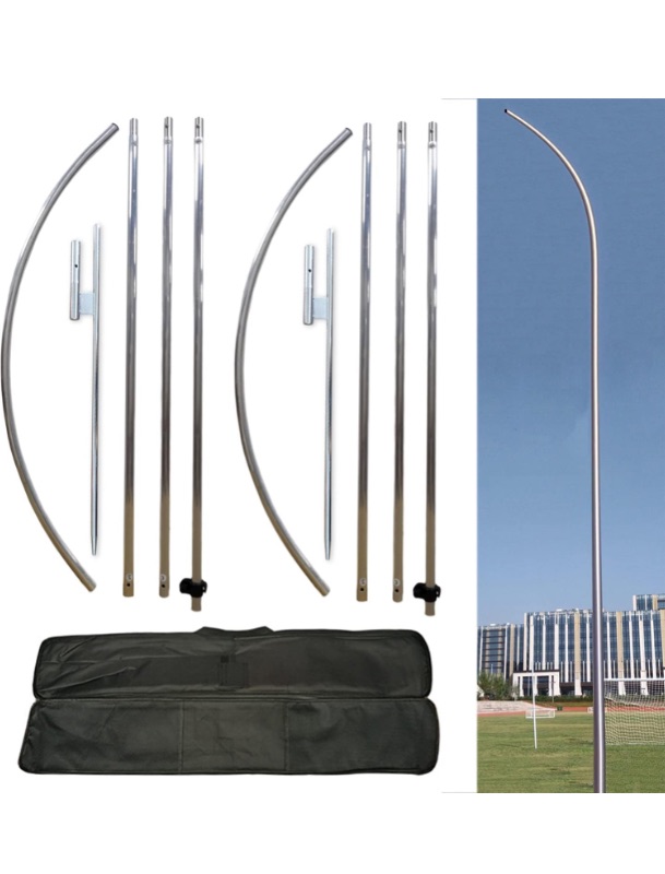 Photo 1 of 2 Packs Flag Pole Kit with Heavy Duty Ground Stake for Feather Flag Packed by Portable Durable Travel Bag,12 Feet Complete Swooper Flag Pole Kit for Business Advertising Flags Outdoor