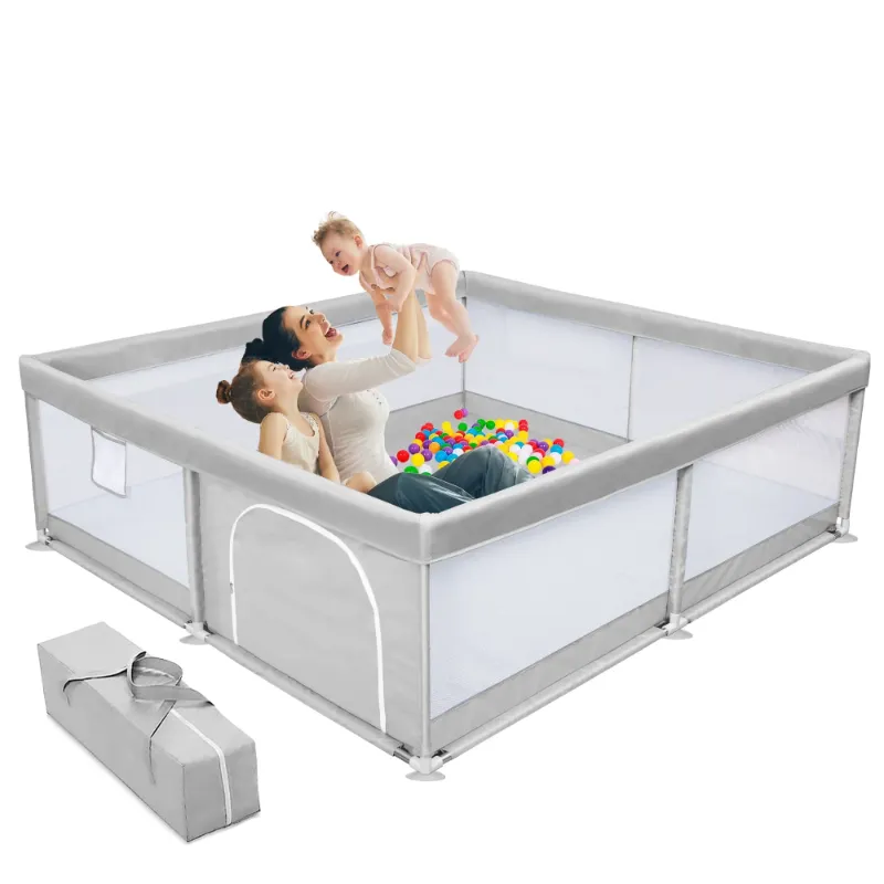 Photo 1 of  Baby Playpen Large Play Yard Fence for Toddlers,50"x50" Gray