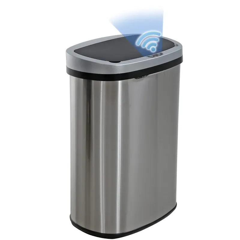 Photo 1 of BestOffice 13 Gallon Stainless Steel Touchless Kitchen Trash Can with Motion Sensor for Indoor Use(Silver)