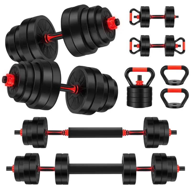 Photo 1 of ARVAKOR 66 Lbs Adjustable Dumbbell Set, Free Weight Set with Connector, 4 in 1 Weight Set as Barbell, Kettlebells, Push up Stand, Fitness Exercises for Home Gym Suitable Men/Women
