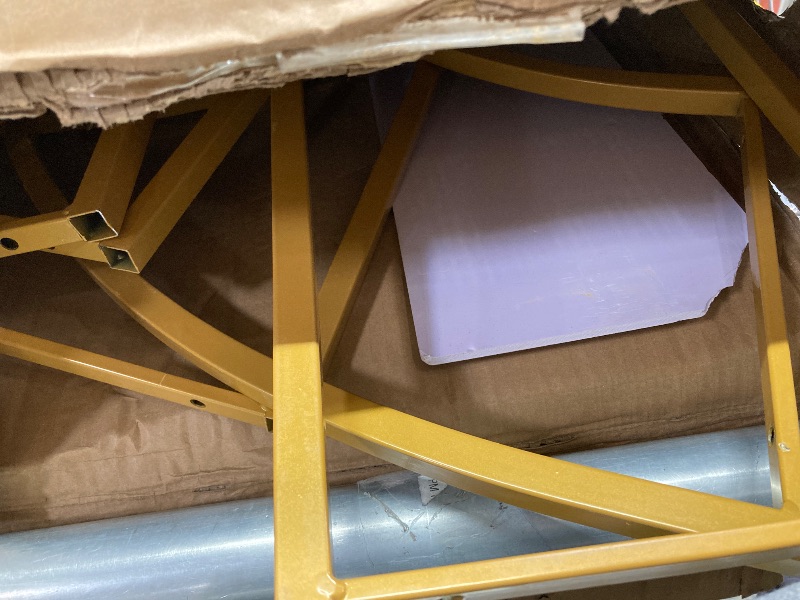 Photo 1 of ***MISSING PARTS/PARTS ONLY**Modern Console Table,70.8 Inch Extra Long Entryway Table with 3 Tier Storage Shelves for Living Room,Hallway, Entrance,Sofa Table with Geometric Gold Frame & Faux Marble Tabletop, White and Gold
