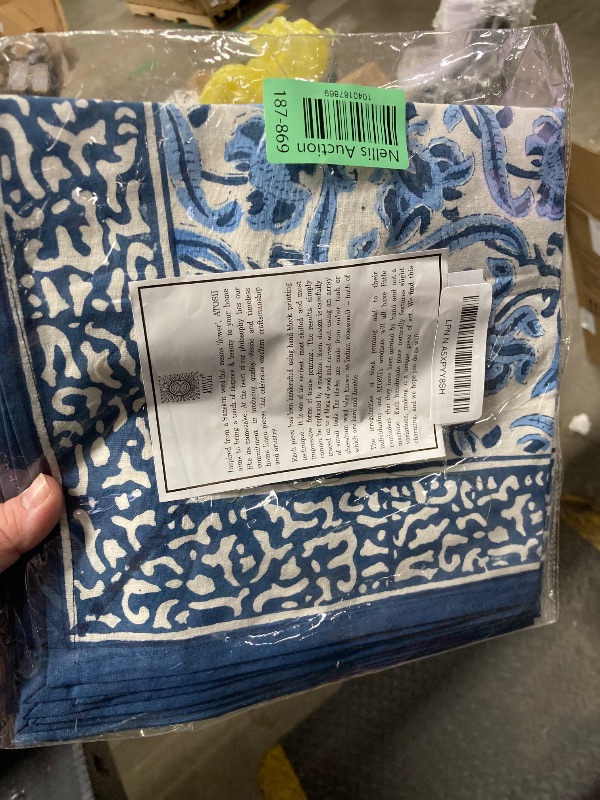 Photo 1 of ATOSII Midnight Bloom Blue 100% Cotton Cloth Napkins, Hand Block Floral Print Designer Table Linen, Perfect for Dinners, Weddings, Cocktails, Parties I 20 X 20 Inches I Set of 4 I