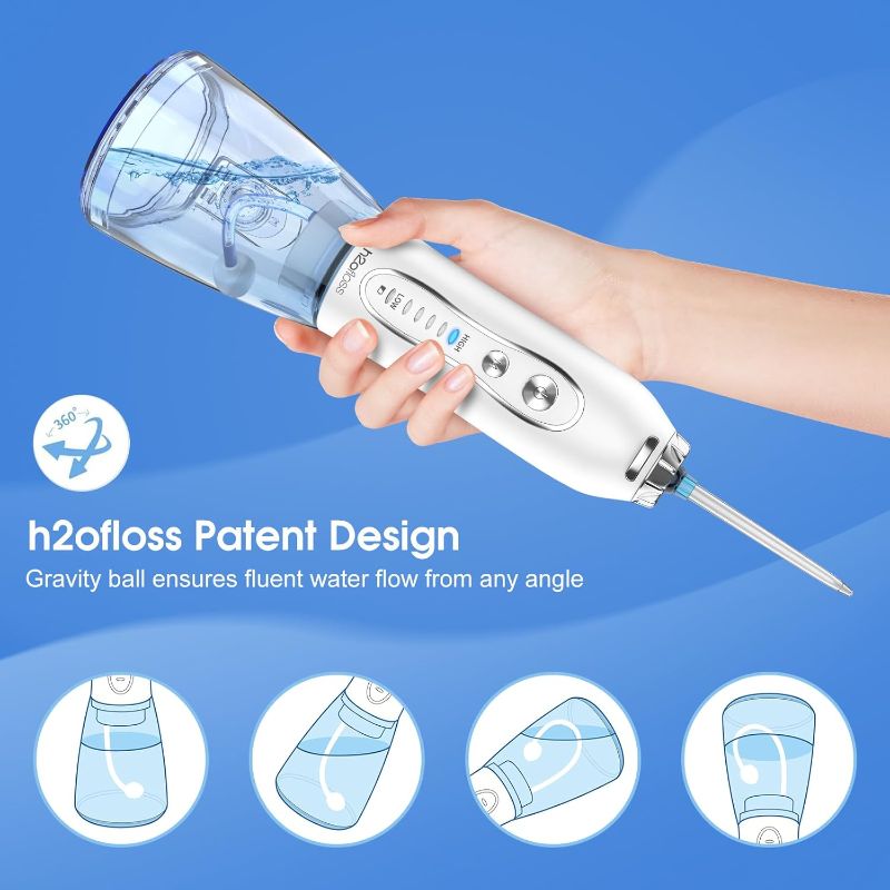 Photo 1 of 2ofloss Water Dental Flosser Portable Dental Oral Irrigator with 5 Modes, 6 Replaceable Jet Tips, Rechargeable IPX7 Waterproof Teeth Cleaner for Home and...