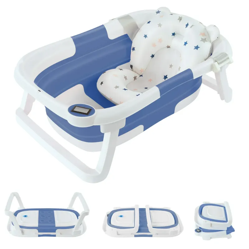 Photo 1 of ***SIMILAR****Onekawa Collapsible Baby Bathtub for Newborns & Infants - Travel-Friendly Toddler Bath Tub with Soft Cushion & Thermometer for Ages 0-24 Months(Blue)
