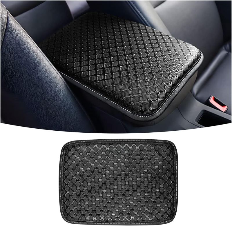 Photo 1 of AUCELI Car Center Console Pad, Waterproof PU Leather Car Armrest Seat Box Mat, Vehicle Central Control Cushion Protector Cover, Auto Interior Decoration Accessories Universal for SUV Truck