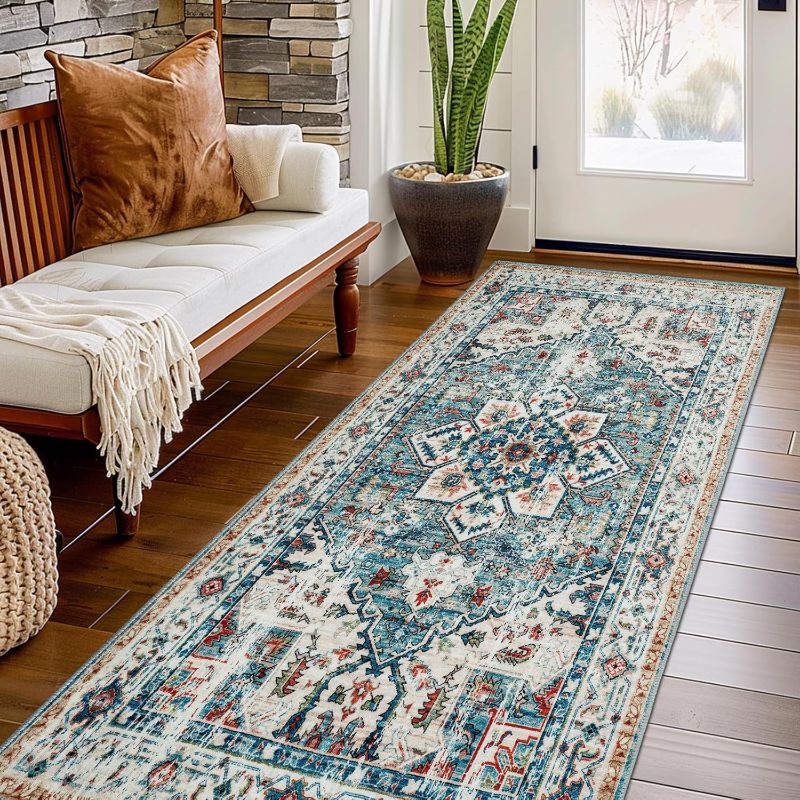 Photo 1 of Area Rug 2x6 Hallway Runner Rugs,Non Slip Machine Washable Hallway Runner Rug Soft Bedroom Rug, Low PileLightweight Rugs for Entryway, Hallway, Kitchen and Corridor