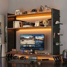 Photo 1 of Gomok 2-in-1 Desktop Bookshelf, Adjustable 3-Tier Desktop Storage Rack with 6 Trays, Black