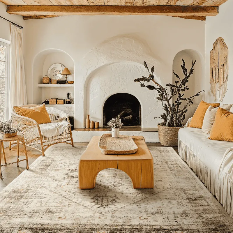 Photo 1 of 5'x7' Boho Area Rugs for Living Room, Machine Washable Stain Resistant Non-Shed Carpet, Area Rug with Non-Slip Backing for Bedroom, Dining Room, Dorm, Office