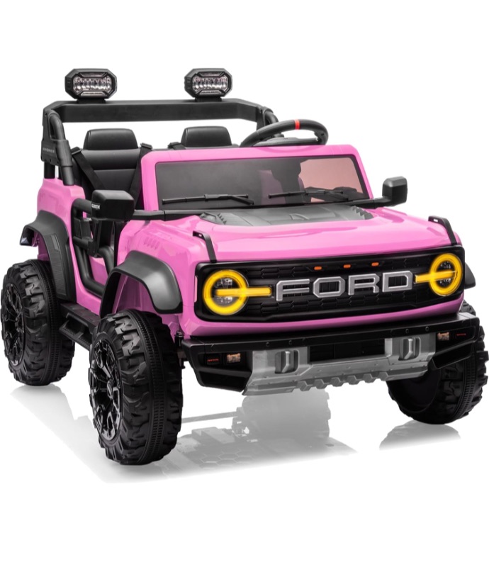Photo 1 of 24V Ride on Toys for Big Kids, Licensed Ford Bronco Raptor 2 Seater Ride on Cars with Remote Control, Ride on Truck w/ 4-Wheeler Suspension, 3 Speeds, Led Lights, Bluetooth
