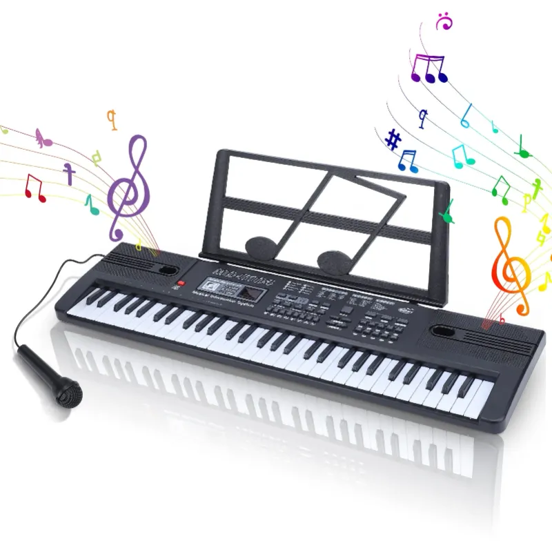 Photo 1 of 61 Keys Electronic Keyboard Piano with Microphone for Kids Adults Beginners Music Keyboard Portable painted on numbers picture is taken
