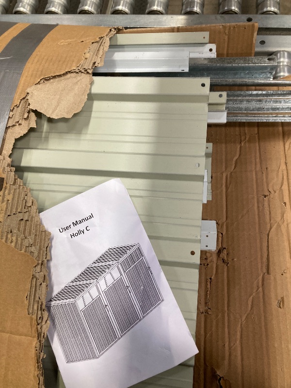 Photo 1 of Outdoor Trash Storage Shed Waterproof Garbage Bin Shed Stainless Trash Container Storage for 3 Trash Cans Galvanized Steel Garbage Can Hider for Patio Garden Lawn, Gray