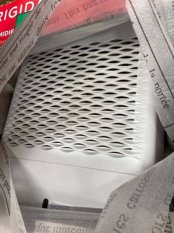 Photo 1 of  ***(NOT IN ORIGINAL BOX, BOX RIPPED/TORN, SOME SCUFFS/SCRATCHES, FRONT TOP FRAME CRACKED...SEE PHOTOS)***
Frigidaire 60-Pint Portable Dehumidifier with Built-In Pump for Large Rooms & Basements, Custom Humidity Control, Auto Shut Off, White   ***(NOT IN 