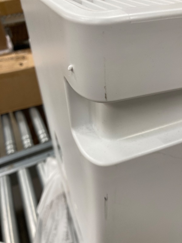 Photo 1 of  ***(NOT IN ORIGINAL BOX, BOX RIPPED/TORN, SOME SCUFFS/SCRATCHES, FRONT TOP FRAME CRACKED...SEE PHOTOS)***
Frigidaire 60-Pint Portable Dehumidifier with Built-In Pump for Large Rooms & Basements, Custom Humidity Control, Auto Shut Off, White   ***(NOT IN 
