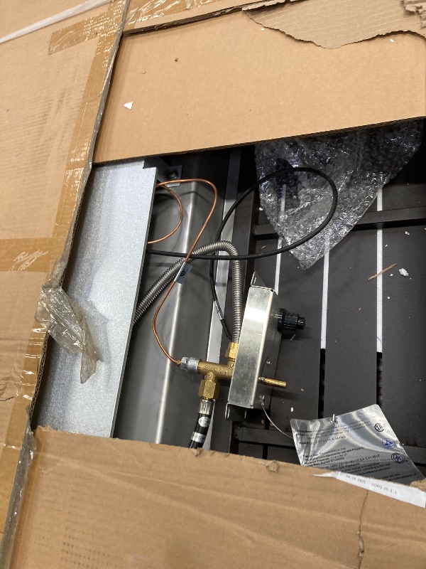 Photo 1 of SUMELL 44 Inch Wicker Propane Fire Pit Table 55,000 BTU Rectangular Outdoor Gas Fire Pit Table with Glass Wind, Auto Ignition Systems, Fire Beads, Fire Table for Garden, Backyard, Party