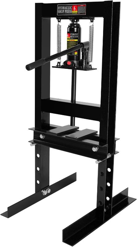 Photo 1 of 6-Ton Hydraulic Shop Press,H-Frame Floor Mount Hydraulic Press,for Car Repair and Garage,Bending,Straightening,Pressing Parts,Installing Bearings,U-Joints,Bushings,Ball Joints & Pulleys,Black