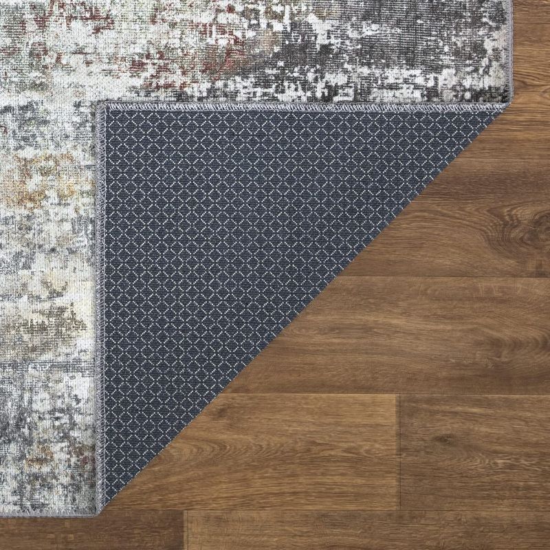 Photo 1 of Bloom Rugs Washable Non-Slip 6' x 9' Rug - Gray/Red/Brown Modern Abstract Area Rug for Living Room, Bedroom, Dining Room, and Kitchen - Exact Size: 6' x 9'
