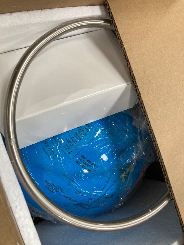 Photo 1 of 9" World Globe for kids Learning, Classroom Desk, Geographic Globe with iron Stand & colorful Magnetic Push Pins & magnifier & handkerchief, 360° Horizontal Rotation Educational World Globe, Blue