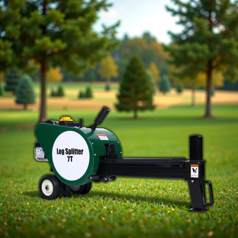 Photo 1 of 7-ton Electric Log Splitter, Double Flywheel Extra-Fast Splitting Capabilities,Copper Motor Windings, Mobile Wood Cutter for Log Splitting (Electric)