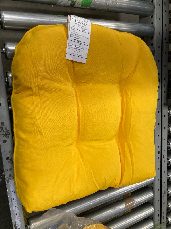 Photo 1 of 19x19 Outdoor Chair Cushions Set of 4, Wicker Patio Furniture Cushions with Tufted Buttons, Thick Outdoor Seat Cushions for Lawn Chairs, Overstuffed and Water Resistant, Yellow