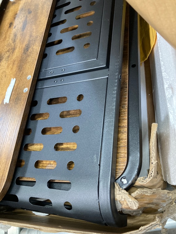 Photo 1 of ****MISSING HARDWARE, MISSING WHEELS****Naipo XL Heavy Duty Dog Crate Furniture, 43.7" Large Metal Dog Kennel, Chew Proof Prevent Escape for High Anxiety Dogs, Indoor Indestructible Dog Kennel, Rustic Brown
