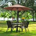 Photo 1 of Ainfox 9ft Patio Umbrella Outdoor Portable Table Market Umbrella with Push Button Tilt/Crank Waterproof UV-proof, Coffee
