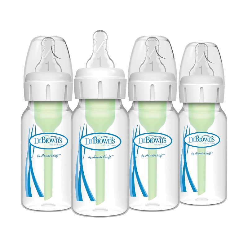 Photo 1 of **1 BOTTLE** Dr. Brown's Natural Flow Anti-Colic Options+ Narrow Baby Bottle, 4 oz/120 mL, with Level 1 Slow Flow Nipple, 0m+