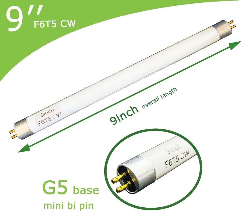 Photo 1 of (6pack) 9'' F6T5/CW Fluorescent 4100K Cool White Bulb, 6 Watt Light T5 Linear Lamps Replacement Camping Lantern Tubes, F6T5/TTL Makeup Mirror
