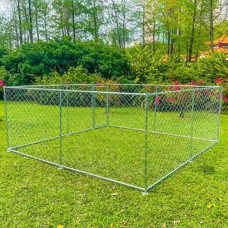 Photo 1 of 10 X 10 Heavy Duty Galvanized Chain Link Dog Kennel Enclosure for Large Dogs Outdoor Dog Cages
