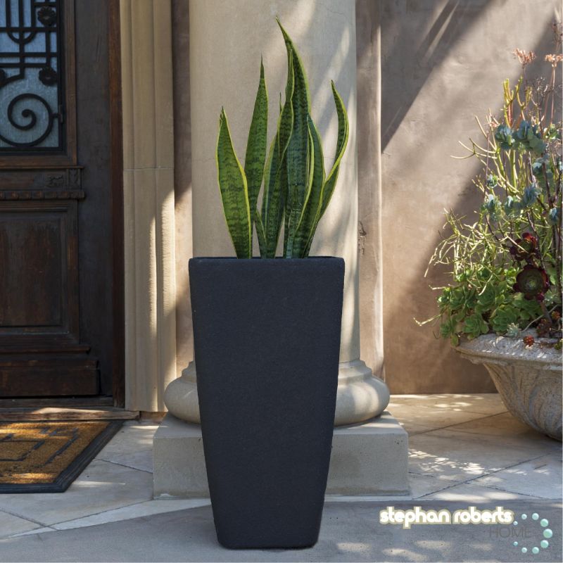 Photo 1 of Stephan Roberts Rectangle 22 Inch Tall Planters Durable Lightweight Indoor Outdoor Planting Pots with Soil Saver Shelf/Drainage Holes Gardening Pots
