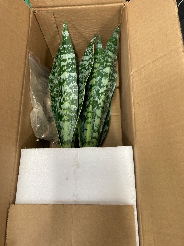Photo 1 of 12 Inch Fake Snake Plant Small Artificial Snake Plant Ceramic Pot Faux Sansevieria Plant for Outdoor Home Decor
