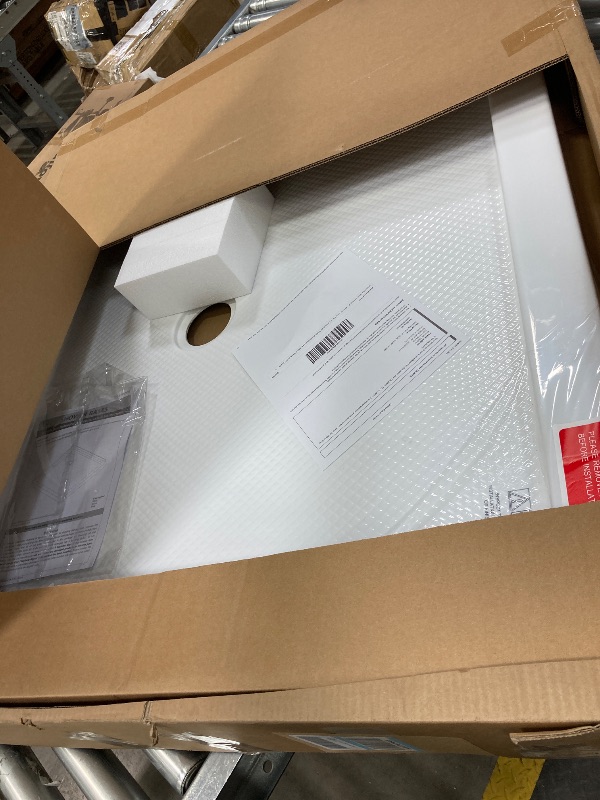 Photo 1 of DreamLine SlimLine 36 in. D x 42 in. W x 2 3/4 in. H Center Drain Single Threshold Shower Base in White, DLT-1136420
