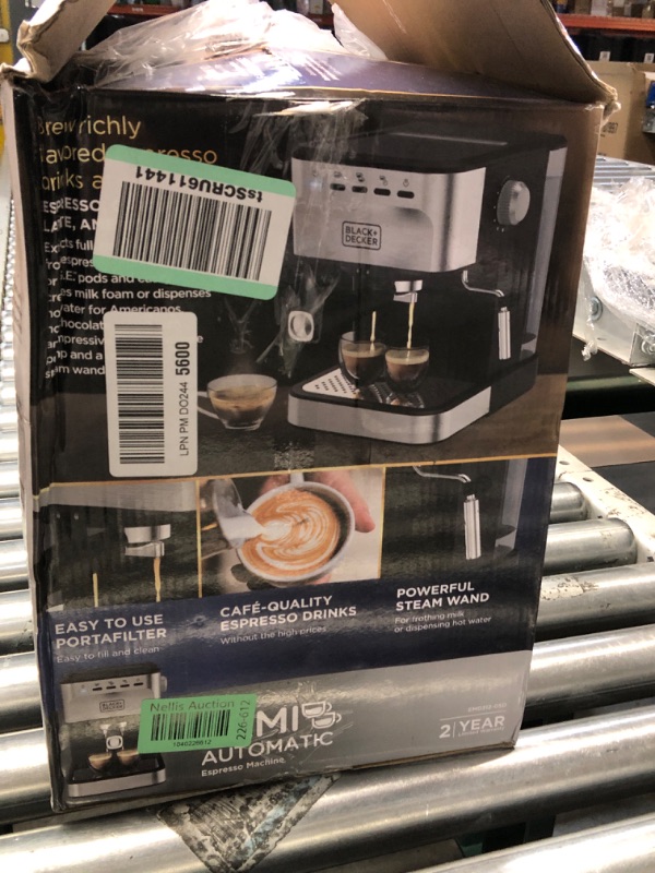 Photo 1 of BLACK+DECKER Semi-Automatic 15 Bar Espresso and Cappuccino Maker, Versatile Machine with Ability to use Grounds or ESE Pods to Make Your Perfect Cup of Coffee