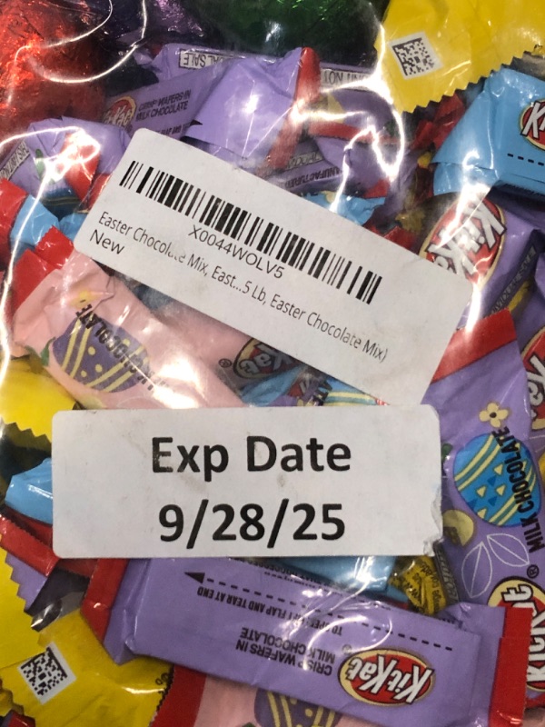 Photo 1 of ***(EXP:9/8/25 )NONREFUNDABLE***Easter Chocolate Mix, 5lb Pack of Bulk Easter Candy Individually Wrapped, Ideal for Gifting, Sharing, Parties, Egg Hunts and Holiday Celebrations, Perfect Candy Assortment for Kids and Adults