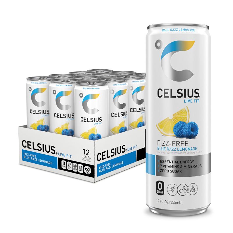 Photo 1 of ***(EXP: 04/25)NONREFUNDABLE***CELSIUS Fizz Free Blue Razz Lemonade, Functional Essential Energy Drink 12 Fl Oz (Pack of 12