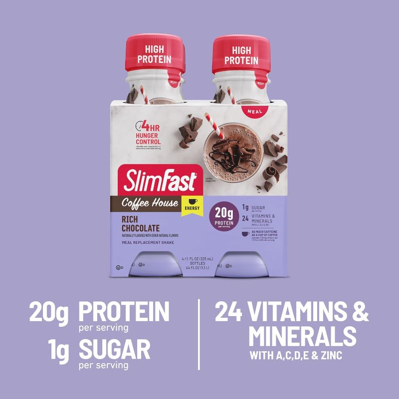 Photo 1 of ***(EXP:04/30/25 )NONREFUNDABLE***SlimFast Advanced Energy High Protein Meal Replacement Shake, Rich Chocolate, 20g of Ready to Drink Protein with Caffeine, 11 Fl. Oz Bottle, 4 Count (Pack of 3) (Packaging May Vary)