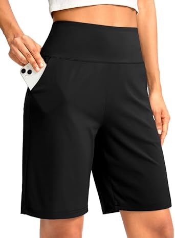 Photo 1 of Long Shorts with Pockets High Waisted Knee Length Shorts for Women Walking Athletic Workout, X-LARGE