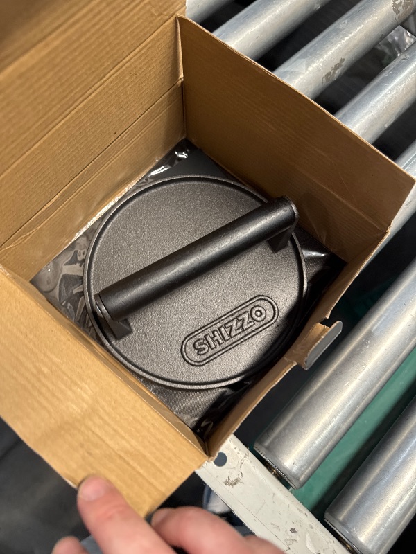 Photo 1 of (FAIR) SHIZZO Smash Burger Press Kit 7' Heavy Duty Cast Iron Bacon Smasher with 50 Patty Papers, Griddle Accessories, Weight Grill Press for Smashburger, Griddle Cooking Tool, for Patty, Meat, burger smasher