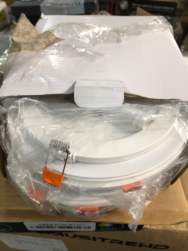 Photo 1 of ***(JUST THE LIGHTS/ NOT A COMPLETE SET)***
Meconard 4 Pack 6 Inch Ultra-Thin LED Recessed Ceiling Light, 3000K/4000K/5000K Selectable, Dimmable 12W=110W, 1050LM, IC Rated Can-Killer Downlights with Junction Box, ETL and Energy Star Listed