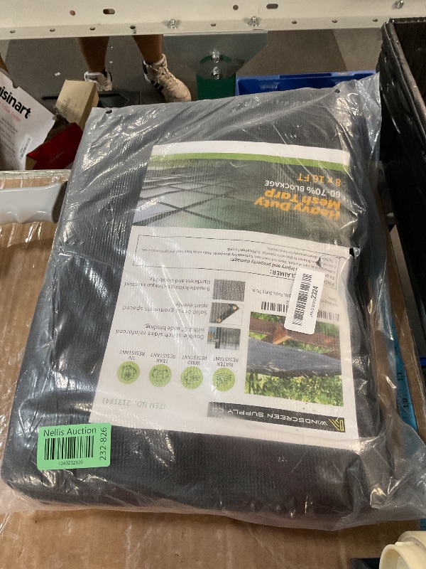 Photo 1 of [WindscreenSupplyCo] 60-70% 8 FT X 16 FT Mesh Tarp/Shade Cloth 9-Needle Knitted Heavy Duty Black with Grommets for Green House, Garden, pergola, Pools, Dump Truck - MT0816BLKX1